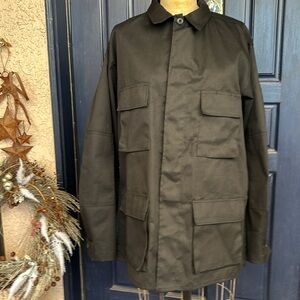 COMBAT Black Coat Jacket LT Long Military Utility USA NWOT urban cool Gorpcore